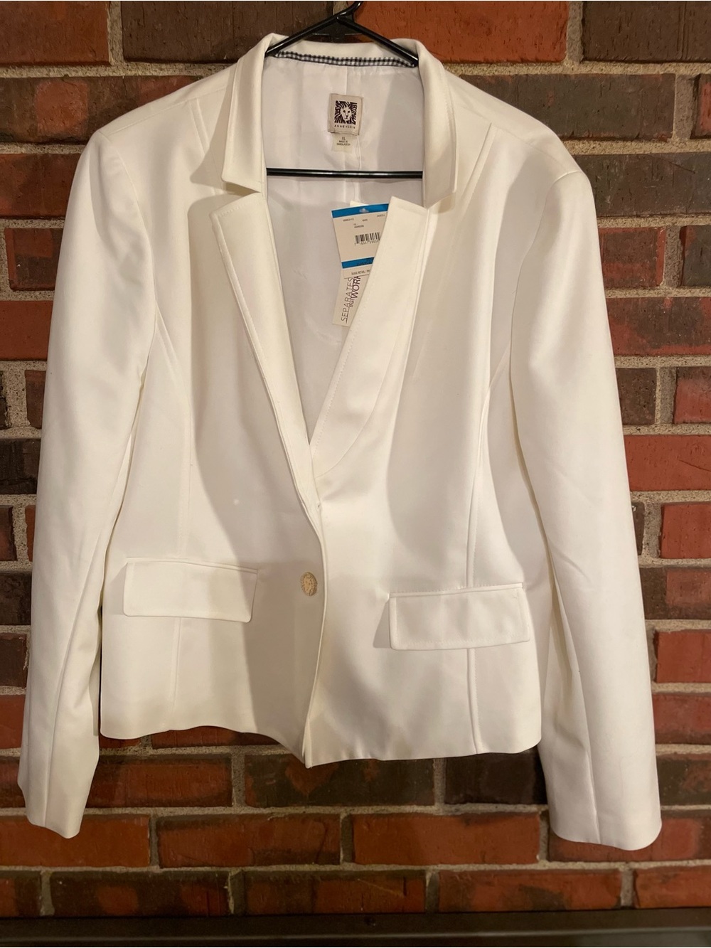 Anne Klein White Single-Button Notch Lapel Blazer